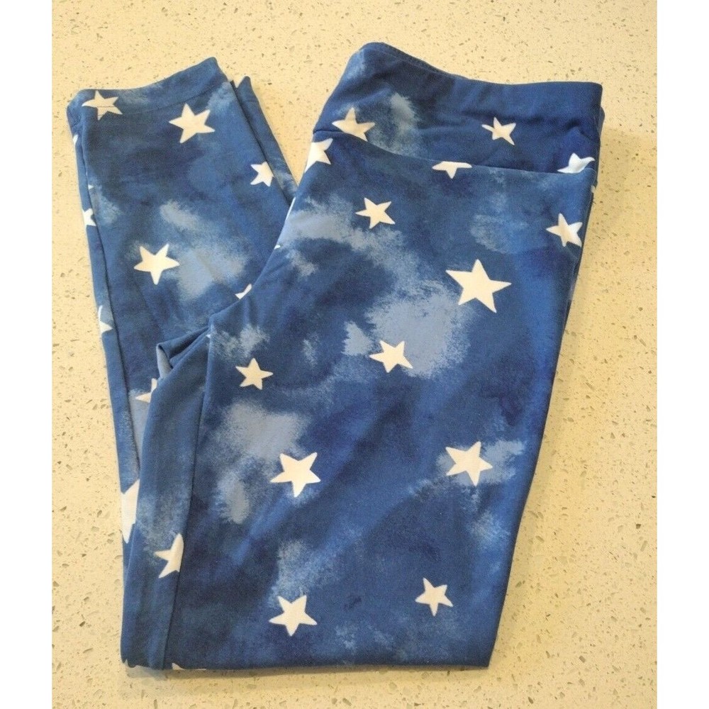 3/$15 Forth of July Women's S (4-6) Soft Blue and White Star Leggings Summer